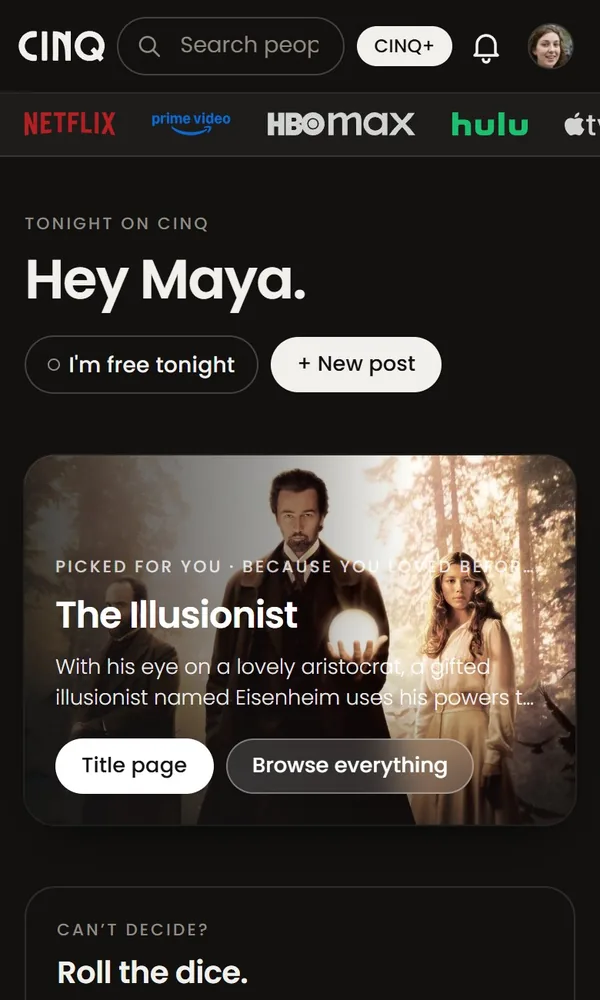 The same Home in dark mode